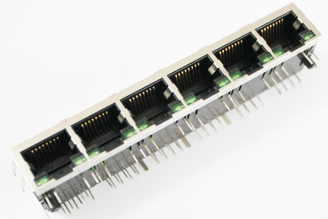 1 X 6 Multiport RJ45 Connector Custom , Right Angle IEEE RJ45 For SDH