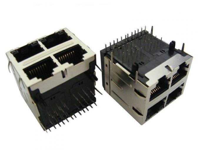1000 Base-t Gigabit Circuit Stacked RJ45 Modular Connectors , 2 x 2