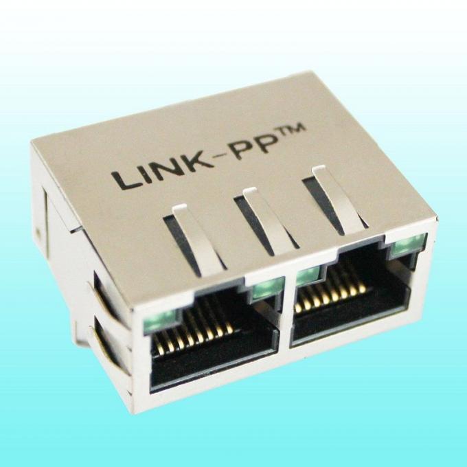 LED Multi-port RJ45 Telephone Jack XRJM-S-02-8-8-A , 1 X 2 Ports 1500 Vmrs