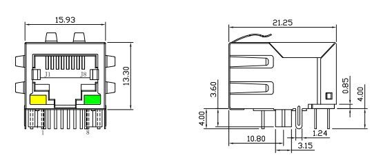 LPJ0012GDNL RJ45 Magnetic Jack Cross 7499011121A Built in 10/100 Transformer