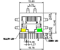 HFJ11-E003E-S4L21RL RJ45 Magnetic 1x10/100Mbps, Right Angle Shield LPJ4012GDNL