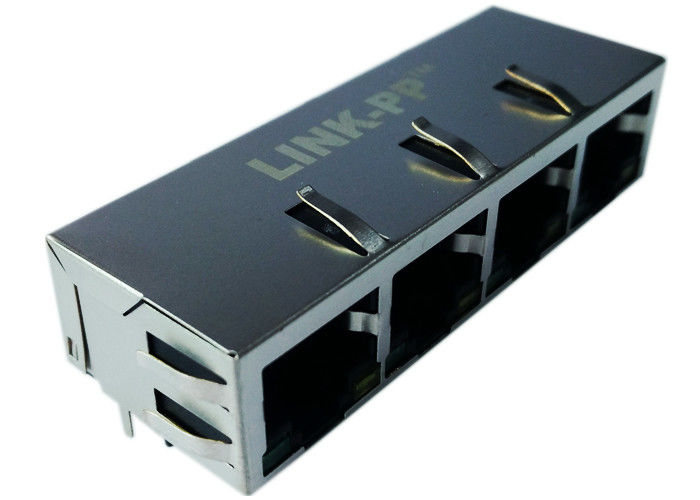 Multi-port RJ45 XFATM9G-CLxu4-4MS 1x4 10/100Base-T Connector Shield W/LED