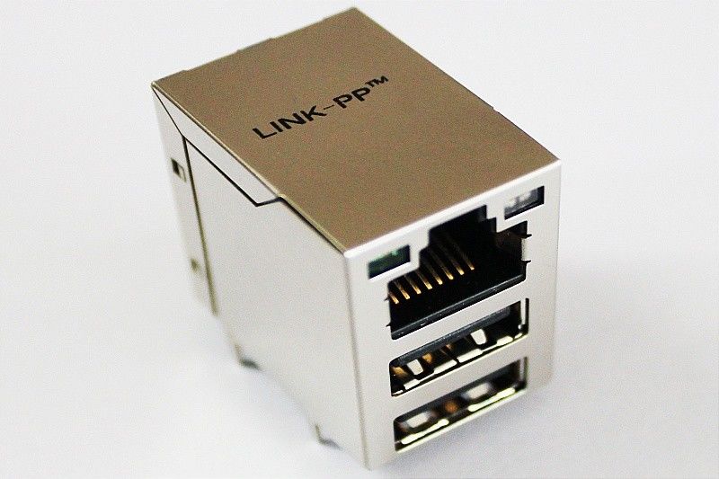 Metal Gigabit Female Registered Jack 45 Connectors , Dual USB RJ45