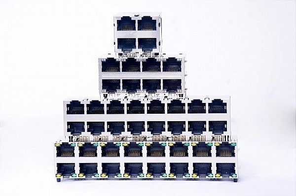 10 / 100BaseT Stacked RJ45 2 X 6 Port Shielded For LAN 0811-2X6P-19