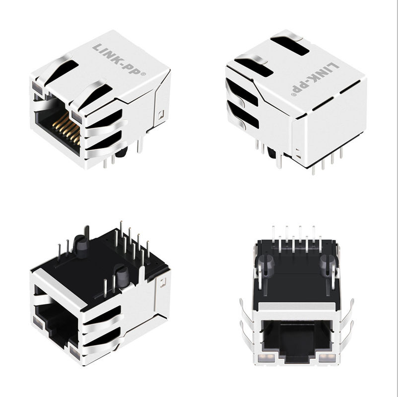 10G Base-T Tab Up 1x1 Port Magnetic RJ45 Jack G27-122T-066A With GY/GY Led