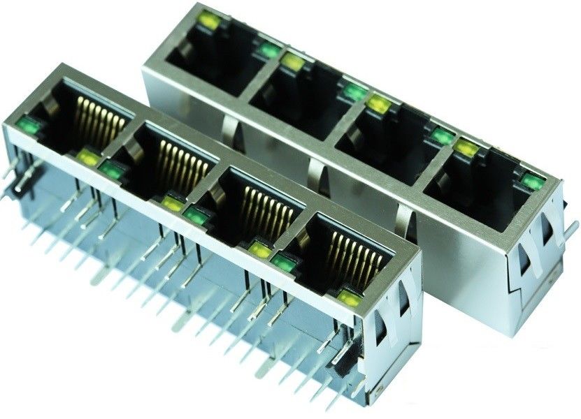 RT1CFGAD1A Multi-port RJ45 1x4 Port CONN MAGJACK 10 / 100 BASE-T ...