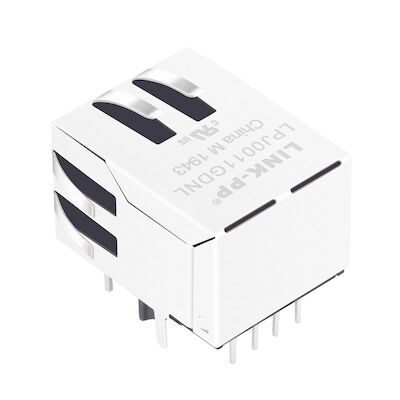LPJ0011GDNL Cross Euni 203198 Rj45 8C8T 1x1 Integrated Magnetic LED Aligned
