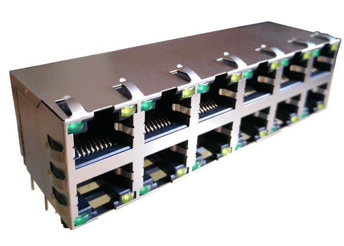 10 Way Rj46 DU6T201A1 Stacked RJ45 10/100Base-T 2x6 Integrated Magnetics Connector