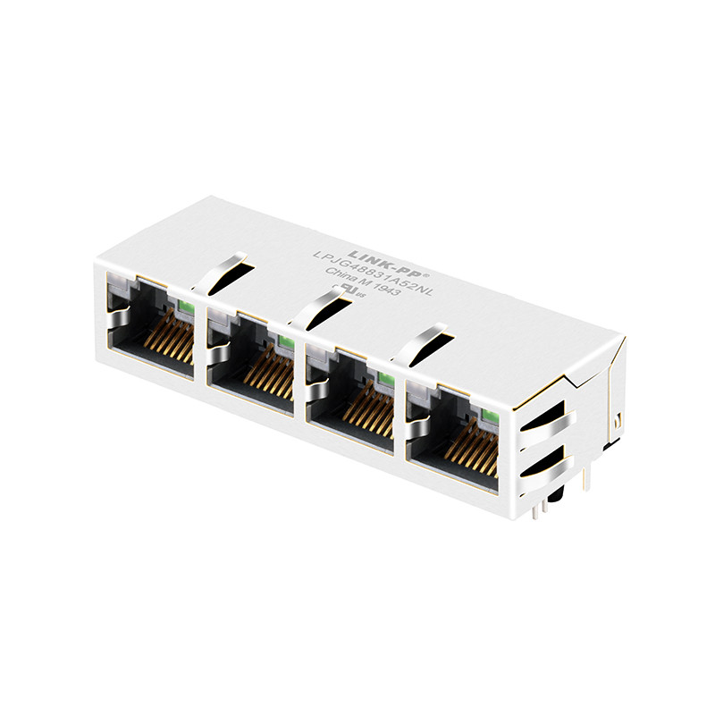 Quad Rj45 Cable LPJG48831A52NL Quad Port RJ45 Connector With Integrated Magnetic