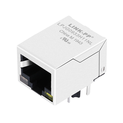 1x1 Port RJ45 Connector With 1000Base T Integrated Magnetics LPJG0933H11NL
