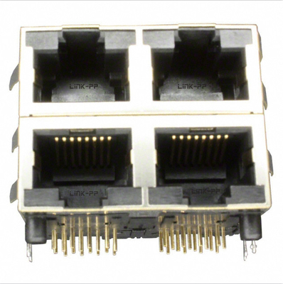 RJSAE538004 Stacked RJ45 2X2 Port Connector ROHS Compliant