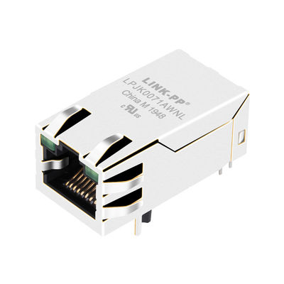 0826-1G1T-23-F 1000BASE-T Tab-Up RJ45 MagJack with 12-Core Magnetics
