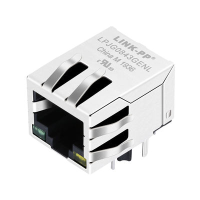 HFJ11-1G41E-L12RL 1x1 Tab-Down Gigabit Short Body RJ45 Connector