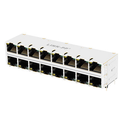 2 X 8 Port Stacked RJ45 HUB PC Card Shielded With EMI Finger 0810-2H8R-28