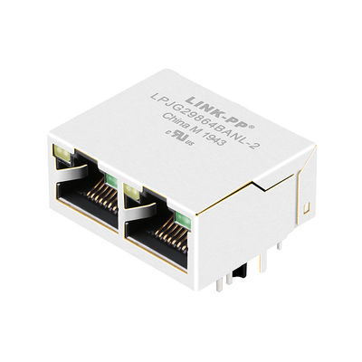 JXD1-2016NL 1000 Base-T Tab Up 1x2 Port Modular Magnetic Rj45 Network Jack