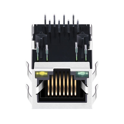 J0035D21BNL 10/100 Base-T Tab Down Green / Yellow Led 1x1 Port Magnetic Rj45 Modular Jacks