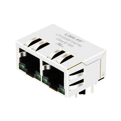 HFJ12-1G16ER-L11RL FastJack 1x2 Tab-Down Ganged Gigabit RJ45 W/LED