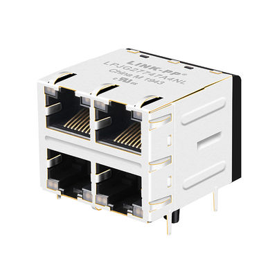 JXC0-0351NL Multi - port RJ45 2 x 2 Connectors With LEDs PCB Jack