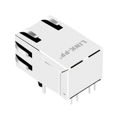G27-111T-118 90 Degree Magnetic RJ45 Jack 10G Base-T Tab Up 1X1 Port With Led Shielded