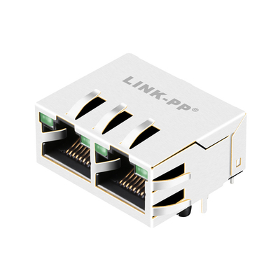 1840572-7 1000 Base-T Tab Up 1x2 Port Rj45 Shielded Connector With Green / Green Leds