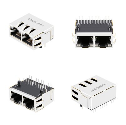 1000 Base-T Tab Up 1x2 Port Rj45 Jack With Magnetics 1840572-6 With GY/GY Leds