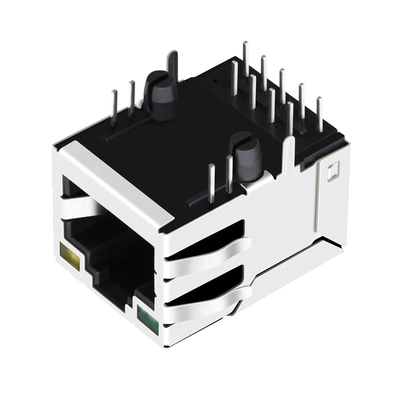 JXD0-0010NL 1 Port Tab Down 100 Base-T RJ45 Magjack With Green / Yellow Led