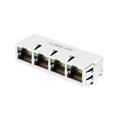 100/1000 Base-T JX1N-0033NL Tab Up 1x4 Port Ethernet Rj45 Connector With Green / Yellow Led