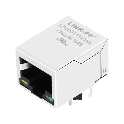 HFJ11-2450E-S1L21RL Tab Down 10/100 Base-T RJ45 Jack Connectors Yellow / Green LED With Magnetics