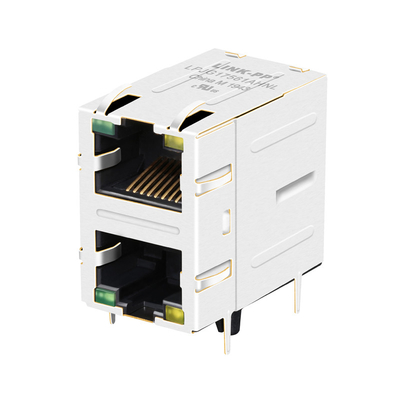 JXD9-1002NL 2x1 Port Cat6 RJ45 Magnetic Jack 100/1000 Base-T Green/Yellow LED