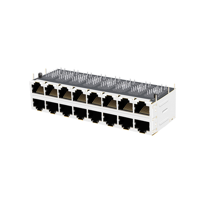 JT5-2870NL 2x8 RJ45 Jack Connectors Active Tab Down 10G Base-T Side Entry