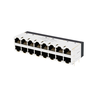 JT5-2853NL Side Entry Magnetic RJ45 Jack Lead Free 2x8 With Integrated Magnetics
