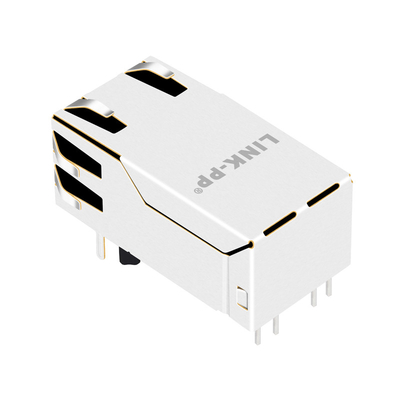 0826-1X1T-KL-F 4PPoE 100W Single Port 5G Base-T Magnetic RJ45 Jack Tab Up With Leds