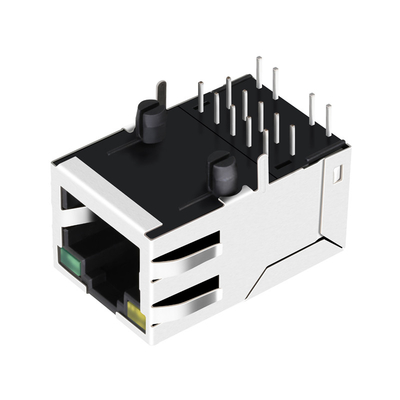 0875-1D1T-P2 Single Port Rj45 Integrated Connector 10/100 Base-T Yellow/Green led