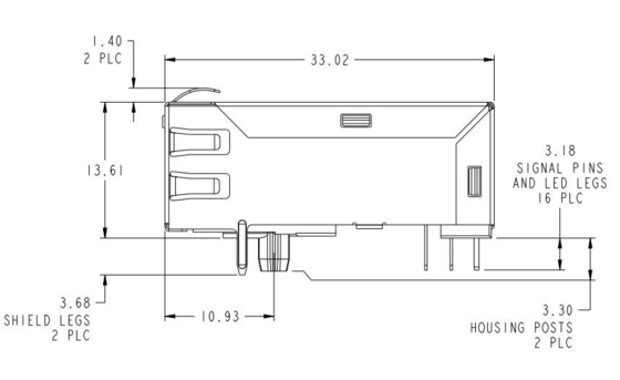 1-1840784-1 Gigabit 1000base-T Rj45 Integrated Connector Modules Tab Up