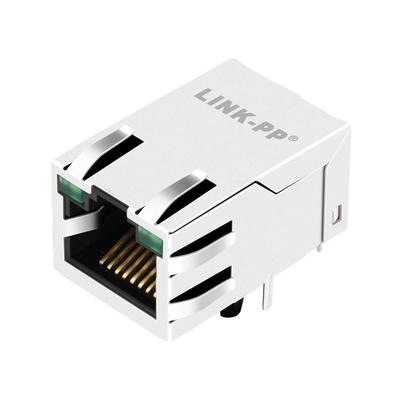 0875-1G1T-P2 Single Port 10/100BASE-T Modular Jack Rj45 6 PIN Tab Up Green/Green Led