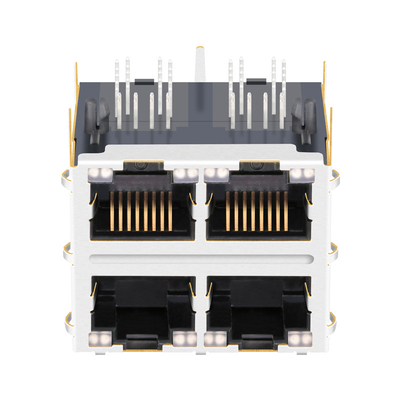 JT5-2270NL 1000 Base-T 2x2 Port Magnetic RJ45 Jacks THT 12p8c With LIGHT PIPES