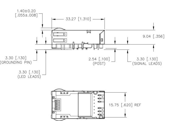 JT3-1105HL 10GBASE-T 1X1 Port Tab Down RJ45 Magjack 12PIN GG/Y Led