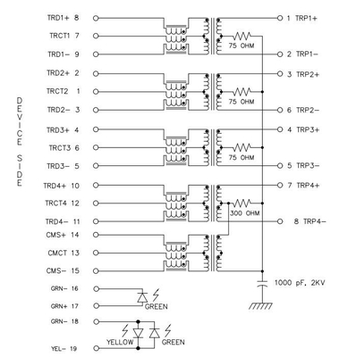 JT3-1115HL Single Port Tab Down 10GBASE-T RJ45 Jack Female Connector GY/G Led