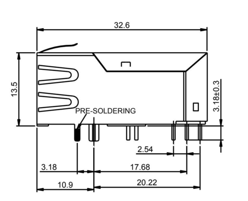 56F-1803DGDZ2NL 1A Single Port 2.5G BASE-T POE+ RJ45 Magnetic Connector