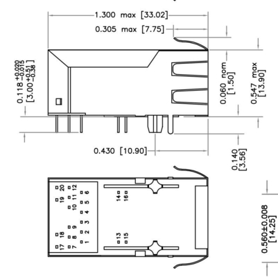 HFJT1-5GHPRL 5G BASE-T 1x1 Port PoE RJ45 Fastjack Connector 600mA Without LED