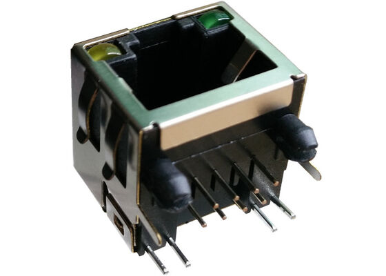 8 Position 8 Contact RJ45 Modular Jack RJHSE-5387-02 Shielded With Red LED