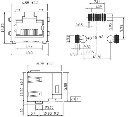 6339160-1 | 6339160-3 SMT RJ45 Connector , 8 POSITION RJ45 Shielded ...