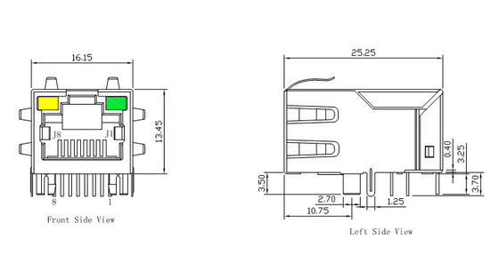 RJ45 Modular Jack XFATM9R-CTYG1-4M PHY Interface 10/100Base-T Ethernet