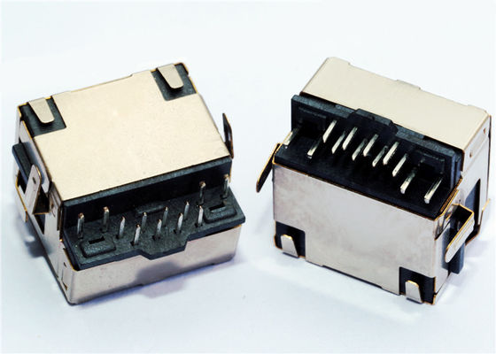 Mid mount RJ45 PCB Edge Low Profile Jack W /LED , LPJE4713AHNL