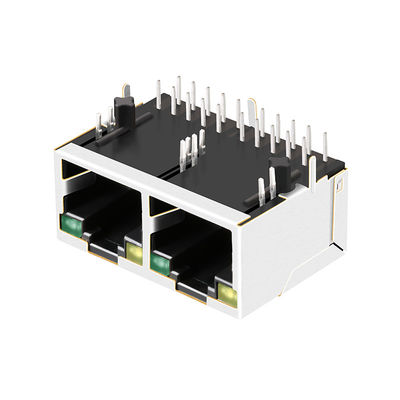 JXD1-2016NL 1000 Base-T Tab Up 1x2 Port Modular Magnetic Rj45 Network Jack