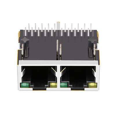JXD1-2016NL 1000 Base-T Tab Up 1x2 Port Modular Magnetic Rj45 Network Jack