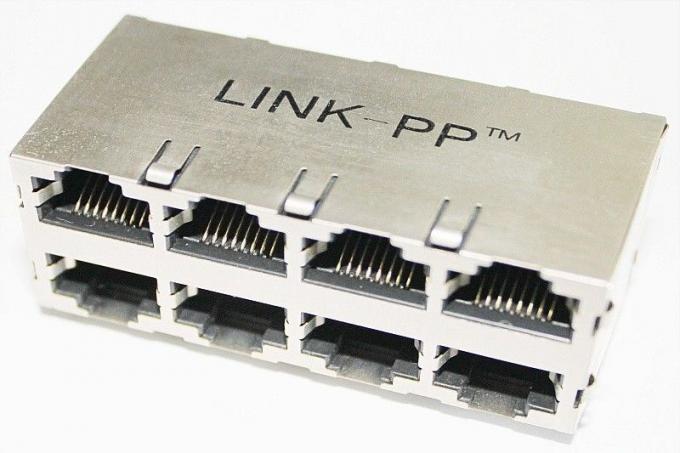 Multiplicare Rj45 Multi Pin Stacked RJ45 Connectors , 2 x 4 Tab-Up Registered Jack 45