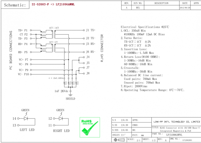 SI-52003-F 10/100M AutoMDIX Power over Ethernet Ethernet Adapter