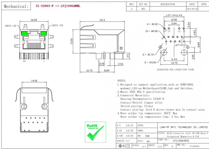 SI-52003-F 10/100M AutoMDIX Power over Ethernet Ethernet Adapter