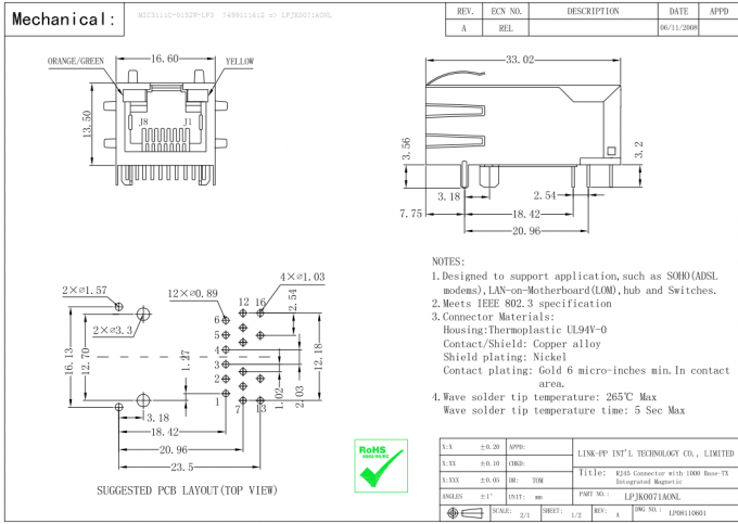 Inspirational Rj45 Pcb Connector Pinout - Ajumotome